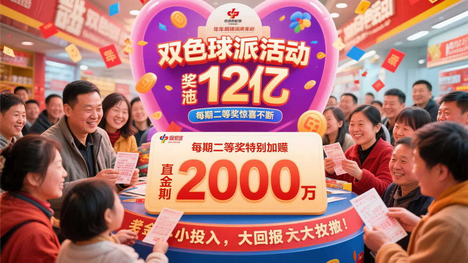 双色球12亿大派奖热力开启！每期一等奖狂送2000万！